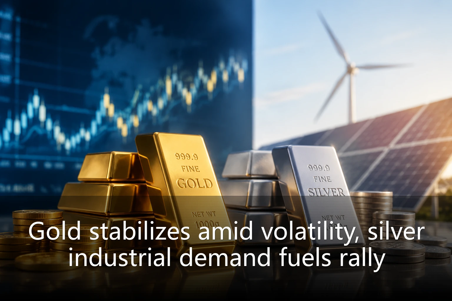 Gold stabilizes amid volatility, silver industrial demand fuels rally