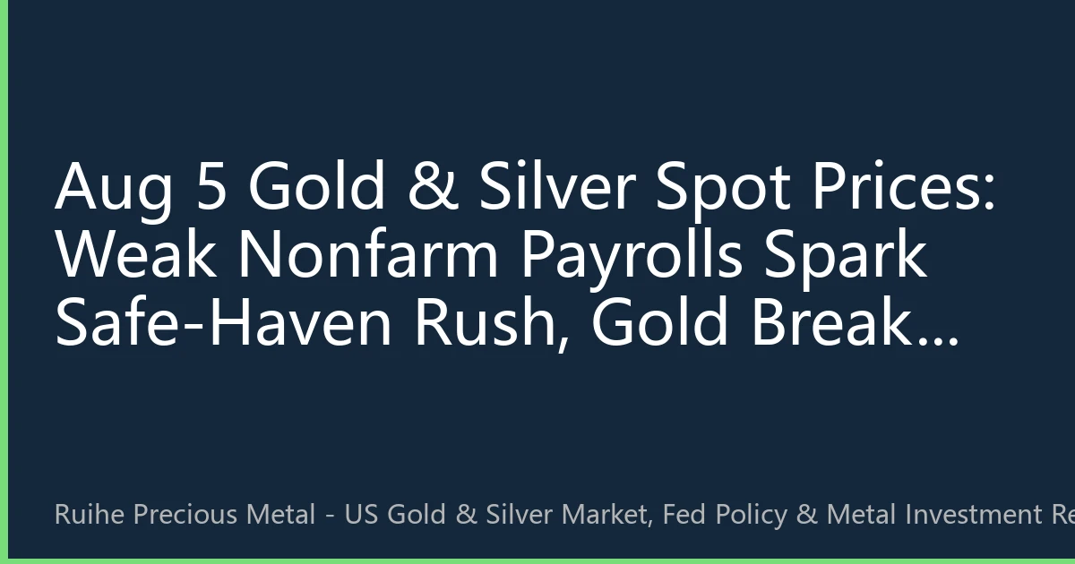 Aug 5 Gold & Silver Spot Prices: Weak Nonfarm Payrolls Spark Safe-Haven Rush, Gold Breaks $2,850 to Hit Record High, Silver Follows Above $40