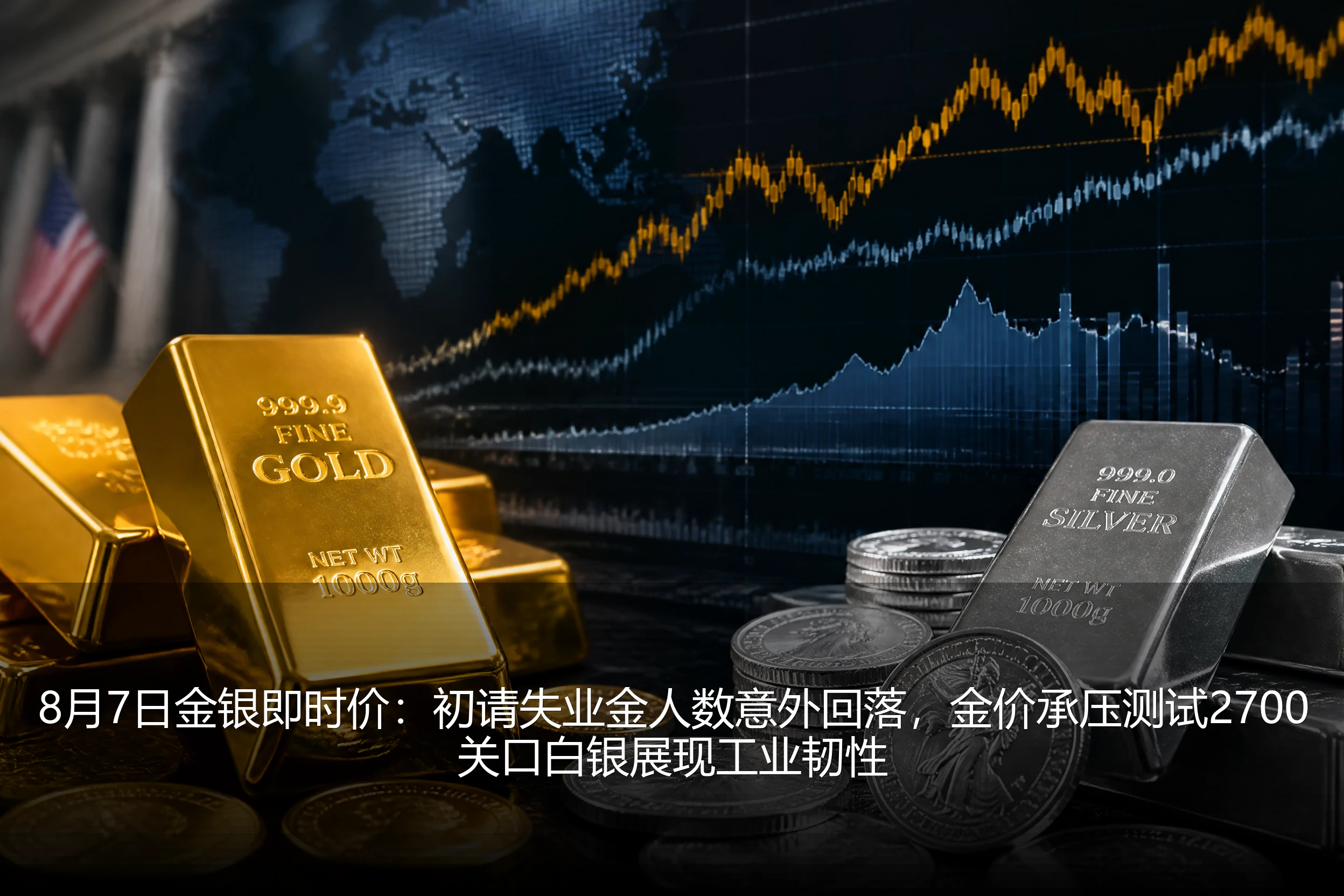 8月7日金银即时价：初请失业金人数意外回落，金价承压测试2700关口白银展现工业韧性