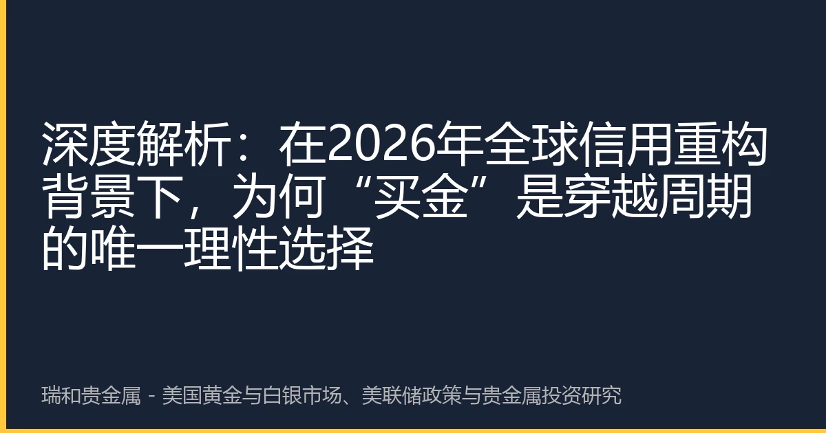 深度解析：在2026年全球信用重构背景下，为何“买金”是穿越周期的唯一理性选择