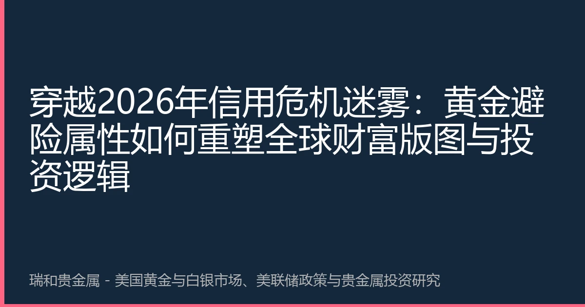 穿越2026年信用危机迷雾:黄金避险属性如何重塑全球财富版图与投资逻辑