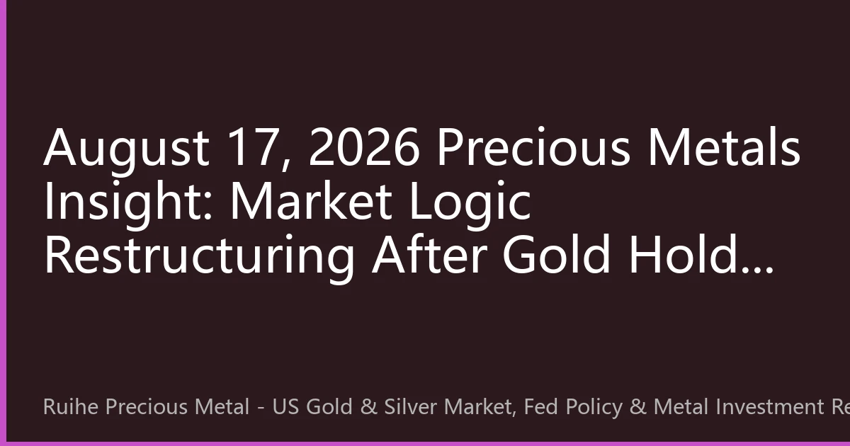 August 17, 2026 Precious Metals Insight: Market Logic Restructuring After Gold Holds $3000 and Silver's Catch-up Potential