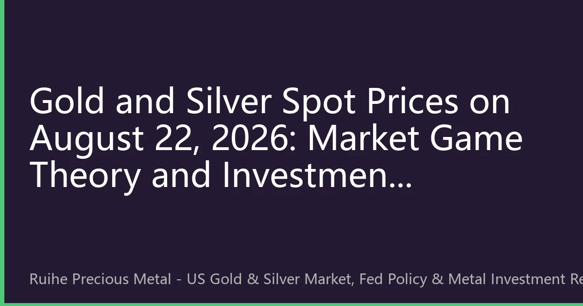 Gold and Silver Spot Prices on August 22, 2026: Market Game Theory and Investment Strategies Before Fed Policy Turn