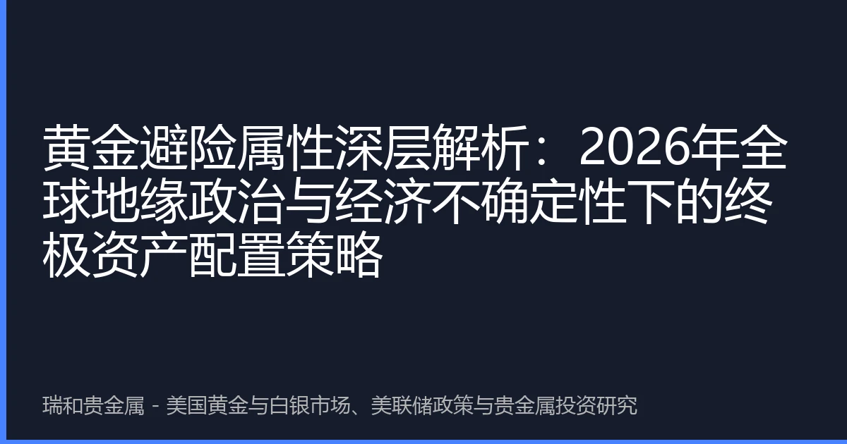 黄金避险属性深层解析:2026年全球地缘政治与经济不确定性下的终极资产配置策略