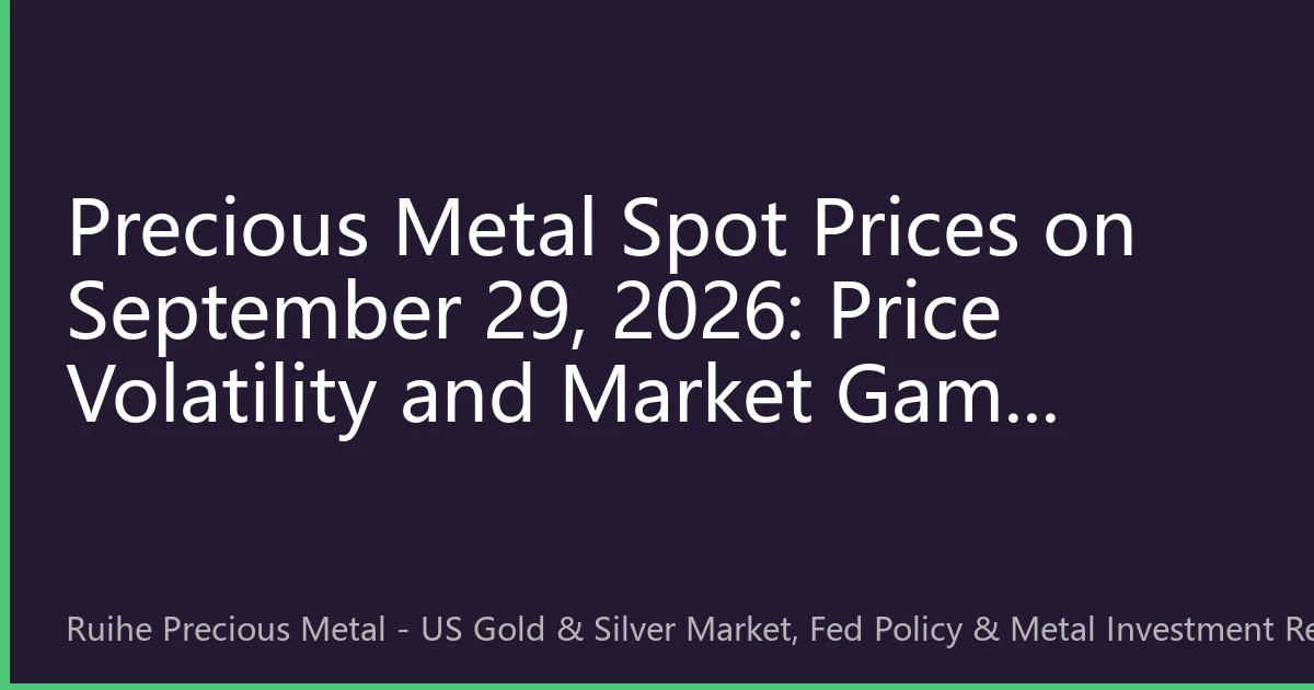 Precious Metal Spot Prices on September 29, 2026: Price Volatility and Market Game Theory Before Fed Policy Shift