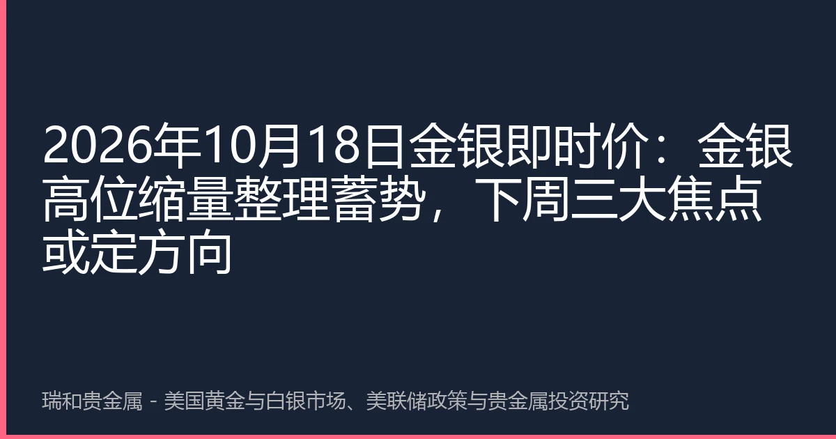 2026年10月18日金银即时价：金银高位缩量整理蓄势，下周三大焦点或定方向
