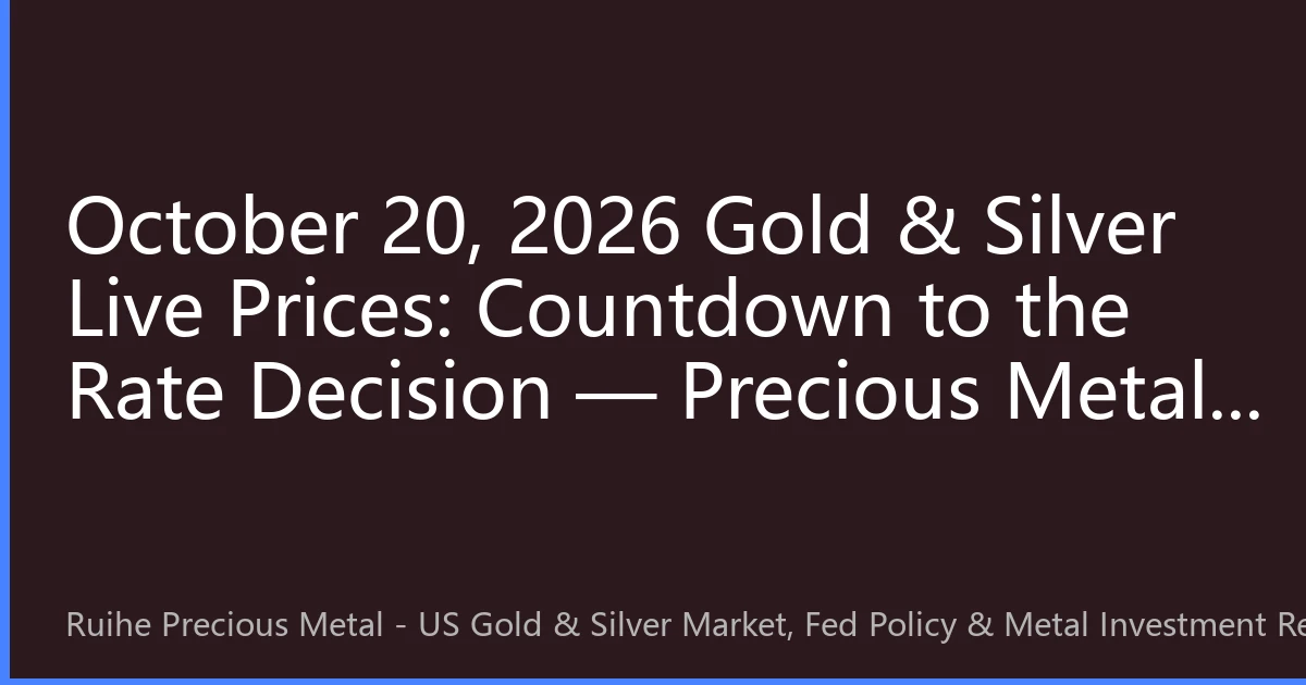 October 20, 2026 Gold & Silver Live Prices: Countdown to the Rate Decision — Precious Metals Consolidate at Highs Awaiting a Directional Breakout