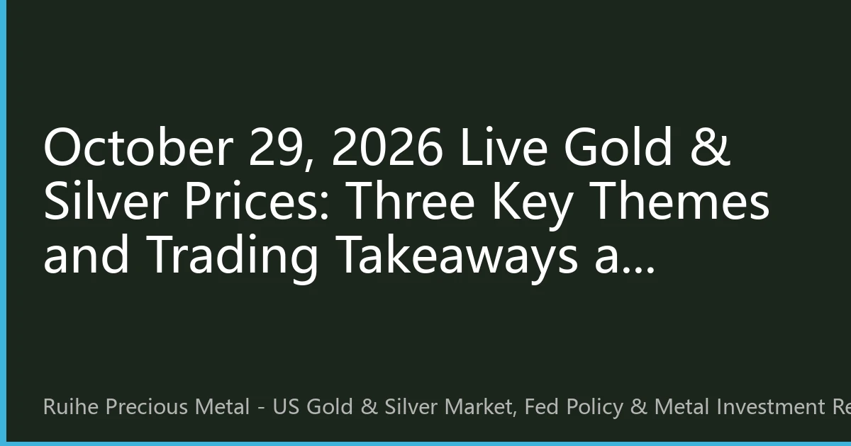 October 29, 2026 Live Gold & Silver Prices: Three Key Themes and Trading Takeaways as Metals Grind at Highs in the Second Half of Data-Verification Week